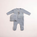 Bee & Dee Blue Horizon Au Revoir Footie/Bonnet