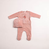 Bee & Dee Satin Pink Au Revoir Footie/Bonnet