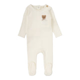 Lilette Cream Bear Applique Footie