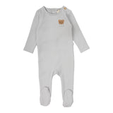 Lilette Pale Blue Bear Applique Footie