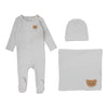 Lilette Pale Blue Bear Applique Layette Set