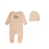 Mon Tresor Barely Pink Bird/Branch Footie and Hat