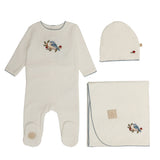 Mon Tresor Ivory/Blue Bird/Branch Layette Set