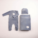 Bee & Dee Indigo Birdie Branch Velour Layette Set