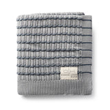 Domani Striated Blue Scallop Knit Blanket