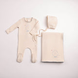 Bee & Dee Cream Boys Botanical Crest Layette Set
