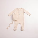 Bee & Dee Cream Boys Botanical Crest Footie/Bonnet