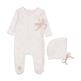 Mon Tresor Ivory Bow Wrap Footie and Bonnet