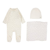 Lilette Cream/Blue Cherry Print Layette Set