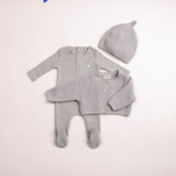 Bee & Dee Mid Grey Chenille Cardigan Footie/Beanie