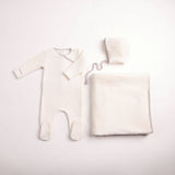 Bee & Dee Chalk White Classic Stitch Velour Layette Set