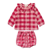 Louis Louise Pink/Burgundy Check Nola Tunic and Bloomer Set
