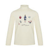 Little Parni Ivory Print Turtleneck
