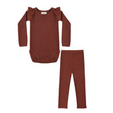 Rylee & Cru Brick Ruffle Bodysuit and Legging Set