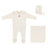 Bebe Organic Natural Pointelle Bebe Apple Collar Layette Set