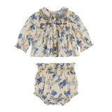 Emile Et Ida Orchid Blue Smocked Blouse/Bloomer