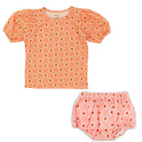 Wander & Wonder Pink Strawberry Check Puff Sleeve Top and Bloomer