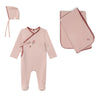 Bebe Bella Pink Fake Wrap Embroidered Layette Set