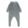 lil Legs Dusty Blue Knit Footie and Bonnet
