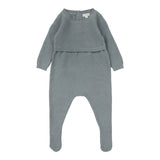 lil Legs Dusty Blue Knit Footie and Bonnet
