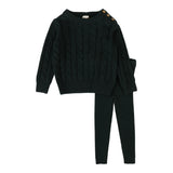 Analogie Hunter Green Cable Knit Set