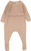 Analogie Dusty Pink Knit Footie and Bonnet