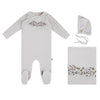 Citrine Warm White/Blue Embroider Garden Layette Set