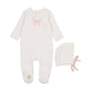 Mon Tresor Embroidered Bow Footie and Bonnet