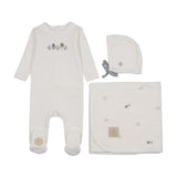 Mon Tresor Ivory/Blue Embroider Garden Layette Set
