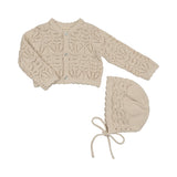 Peluche Stone Eyelet Cardigan/Bonnet
