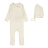 Lilette Cream Pointelle Collar Footie Set
