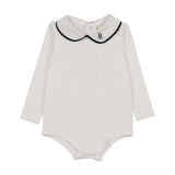 Analogie White/Navy Peter Pan Onesie With Piping