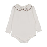 Analogie White/Misty Oat Peter Pan Onesie With Piping