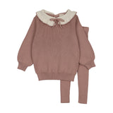 Analogie Dried Rose Ruffle Collar Knit Set