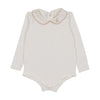 Analogie White/Dried Rose Peter Pan Onesie With Piping - 18m