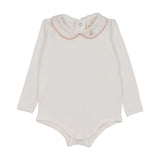 Analogie White/Dried Rose Peter Pan Onesie With Piping