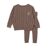 Analogie Misty Oat Heather Chunky Cable Knit Set