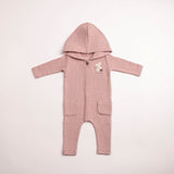 Bee & Dee Deep Mauve Fuzzy Bunny Hooded Romper