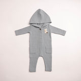Bee & Dee Santorini Blue Fuzzy Bunny Hooded Romper
