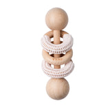 Picky Pink Wooden Rattle with Rings