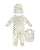 Little Parni Pink Floral Footie/Beanie/Bib