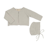 Mema Knit Ice Blue Waffle Knit Cardigan/Bonnet