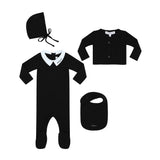 Little Parni Black Collar Stretchie and Cardigan Set