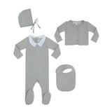 Little Parni Light Blue Collar Stretchie and Cardigan Set