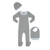 Little Parni Light Blue Footie, Beanie and Bib Set