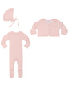 Little Parni Pink Footie/Cardigan/Bonnet