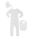 Little Parni Ivory Rib Pico Footie/Hat/Bib