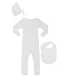 Little Parni Ivory Rib Pico Footie/Hat/Bib