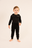 Little Parni Black Embroider Velour Overall Set