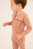 Little Parni Pink Embroider Velour Overall Set